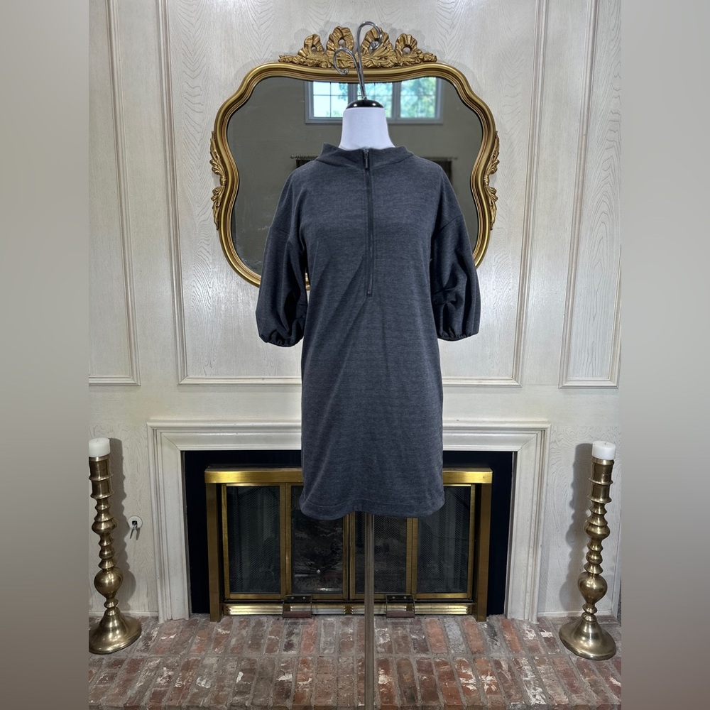 Elliott Lauren Gray Knit Half Zip‎ Dress Size 4 | Minimalist Casual Chic